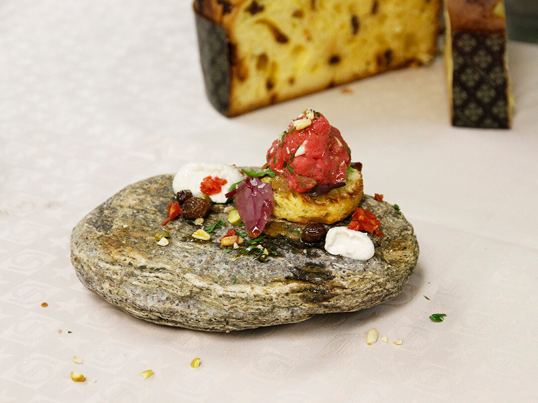 Uncooked Meatball, Ercolano and Panettone - Marco Perez - Insolito Panettone