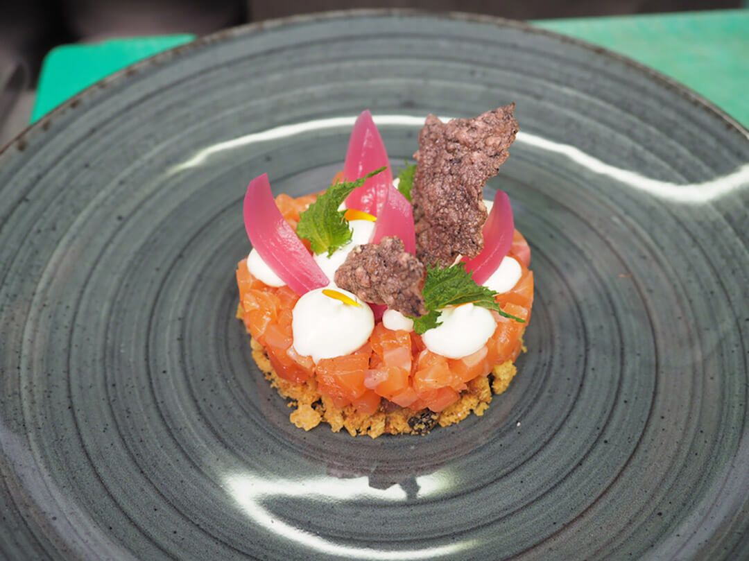 Panettone Bruschetta with Salmon Tartare - Martino Scarpa - Insolito Panettone