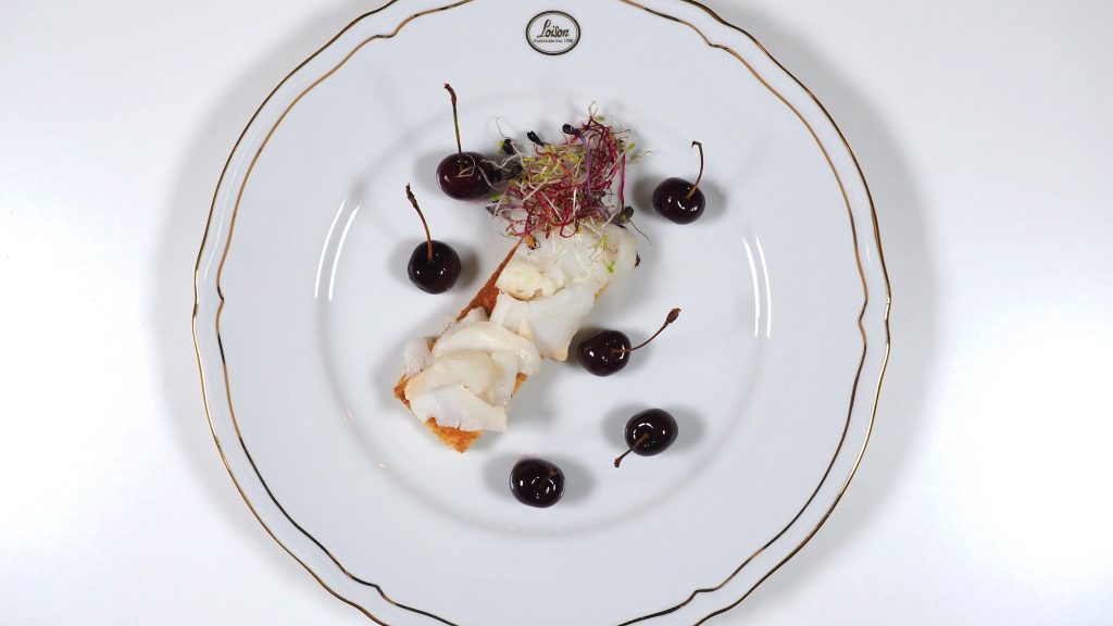 Panettone crouton with stockfish and cherries – Danilo Angè - Insolito Panettone