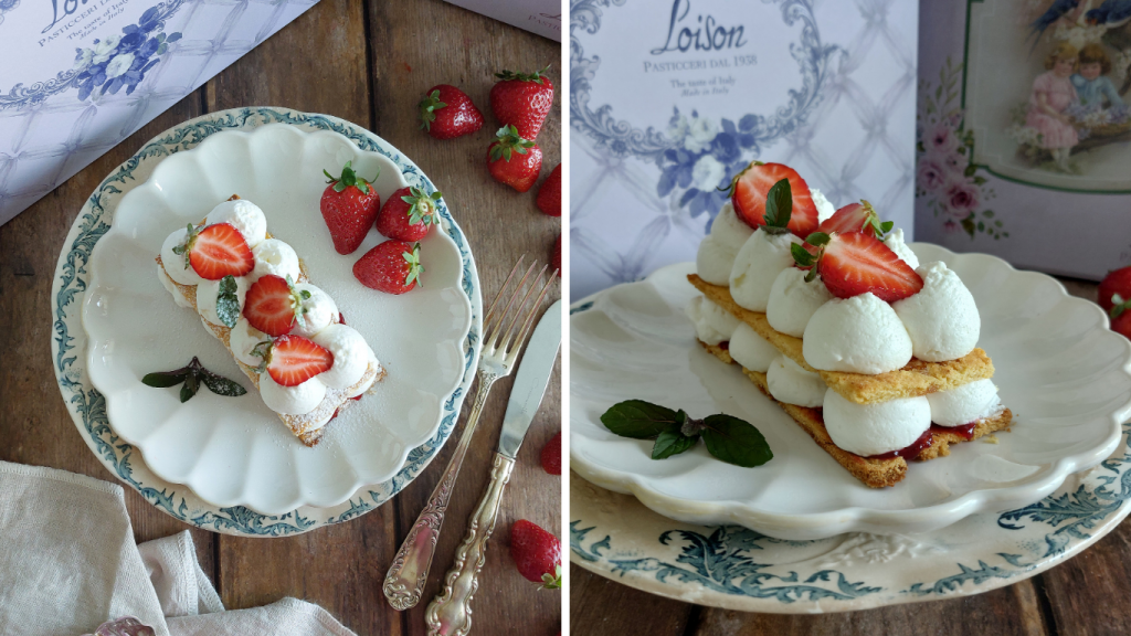 Crispy Colomba Millefeuille with Chantilly Cream and Strawberries - Insolito Panettone